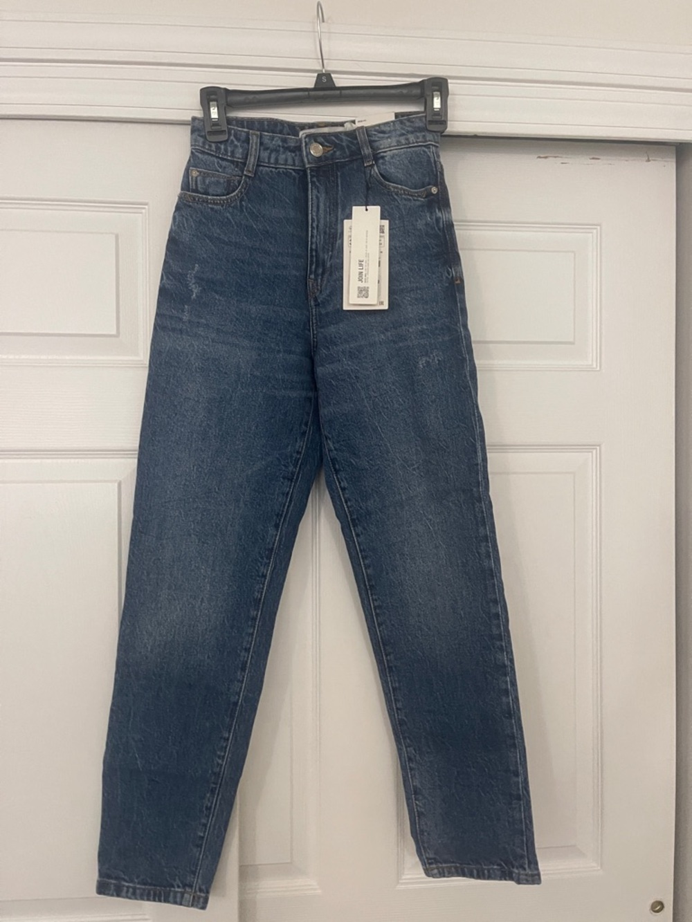 High-Rise Straight Leg Dark Wash Jeans - Blue